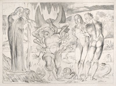 Der Kreis der Diebe: Agnolo Brunelleschi von einer sechsfingrigen Schlange angegriffen, Inferno, Gesang XXV, Illustration zur 